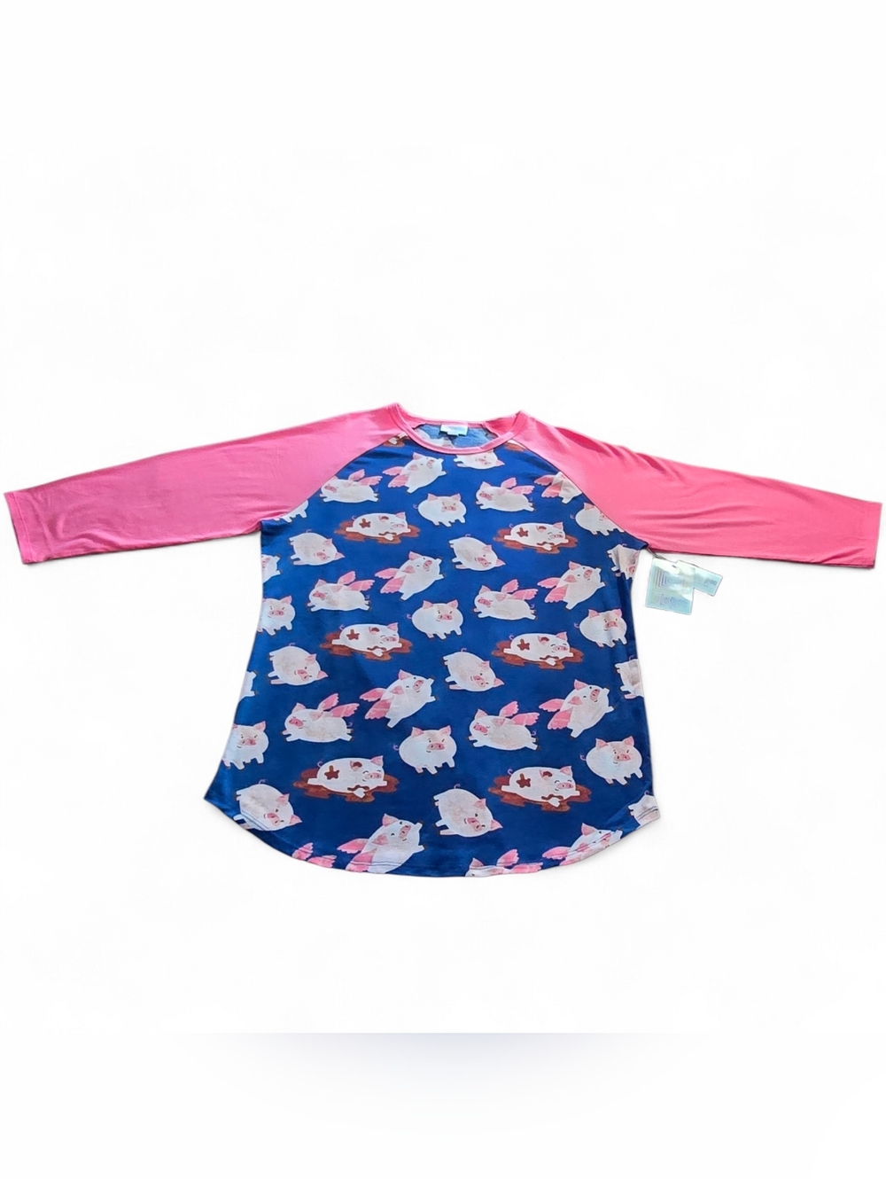 LuLaRoe Randy Flying Pig Baseball Tee NWT L - Picture 2 of 11
